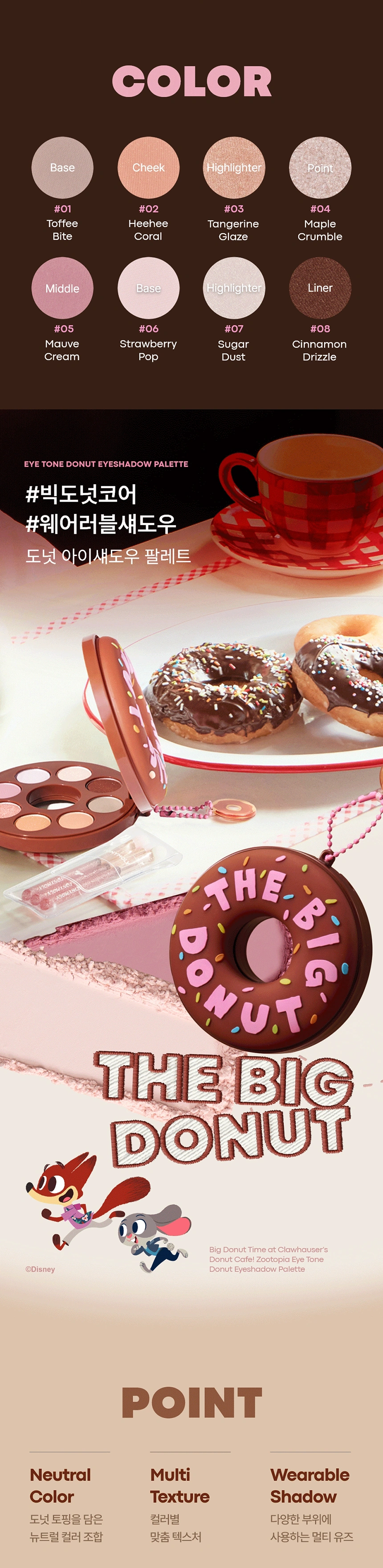 [주토피아] 아이톤 도넛 아이섀도우 팔레트(zootopia eye tone donut eye shadow)